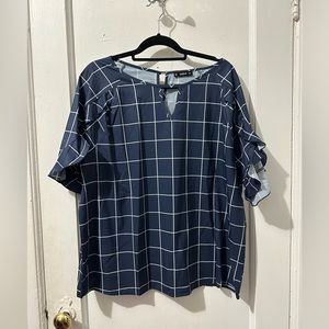 Shein Blue Grid Top